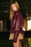Short Faux Leather Trench Jacket