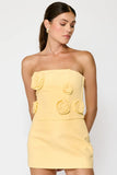 Line and Dot Clothing Eleodra Tube Top Style LT6060B in Yellow. a flower applique spring summer fitted strapless tube top