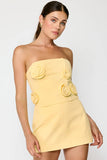 Line and Dot Clothing Eleodra Tube Top Style LT6060B in Yellow. a flower applique spring summer fitted strapless tube top
