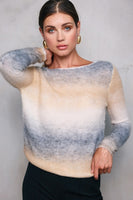 Line and Dot Clothing ABSTRACT OMBRE SWEATER Style LT5919B in Grey Taupe; Cozy Fall Sweater
