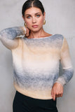 Line and Dot Clothing ABSTRACT OMBRE SWEATER Style LT5919B in Grey Taupe; Cozy Fall Sweater
