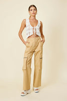 Line and Dot Clothing Mae Crochet Tie Top Style LT4404W in Ivory;crochet top; 