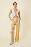 Line and Dot Clothing Mae Crochet Tie Top Style LT4404W in Ivory;crochet top; 