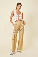 Line and Dot Clothing Mae Crochet Tie Top Style LT4404W in Ivory;crochet top; 
