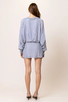 Line and Dot Clothing Noah Shirt Dress Style LD5879Y in Blue White Stripe;Striped Shirt Dress;Line & Dot Striped Shirt Dress;Summer Shirt Dress; 