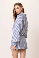 Line and Dot Clothing Noah Shirt Dress Style LD5879Y in Blue White Stripe;Striped Shirt Dress;Line & Dot Striped Shirt Dress;Summer Shirt Dress; 