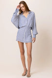 Line and Dot Clothing Noah Shirt Dress Style LD5879Y in Blue White Stripe;Striped Shirt Dress;Line & Dot Striped Shirt Dress;Summer Shirt Dress; 