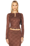 Line and Dot Clothing Richard Plaid Button Down Top Style LT5949M in Brown Multi; 
