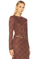 Line and Dot Clothing Richard Plaid Button Down Top Style LT5949M in Brown Multi; 