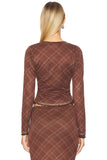 Line and Dot Clothing Richard Plaid Button Down Top Style LT5949M in Brown Multi; 