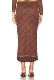 Line and Dot Clothing Richard Plaid Midi Skirt Style LS5617M in Brown Multi; 