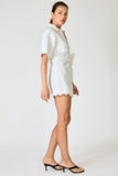 Line and Dot Clothing Tosca Romper LR6343M in White; White Floral embroidered button front spring summer bride to be romper