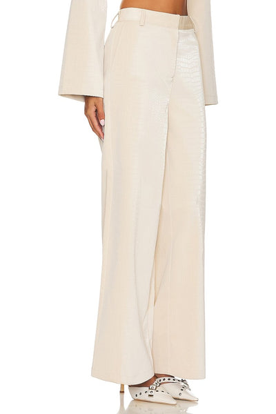 Line and Dot Inspire Pants Style LP7570M-2 in Bone;Croc Embossed Faux LEather Trouser;Line and Dot Faux LEather Trouser; 