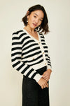 Line and Dot Laurel Cardigan Style LT4439B in Ivory and Black; 