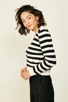 Line and Dot Laurel Cardigan Style LT4439B in Ivory and Black; 