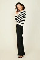 Line and Dot Laurel Cardigan Style LT4439B in Ivory and Black; 