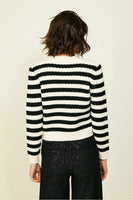 Line and Dot Laurel Cardigan Style LT4439B in Ivory and Black; 
