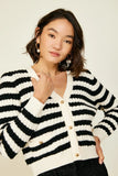 Line and Dot Laurel Cardigan Style LT4439B in Ivory and Black; 