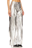 Line and Dot Tinsley wide leg pant in silver metallic, showcasing an elegant and glamorous style with its radiant silver hue and wide leg design Style LP7571B in Silver