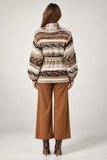 Love Token Clothing ATSA CARDIGAN Style LT27-01 EAR in Earth; Geometric Earthy Stripe wrap style belted cardigan sweater jacket