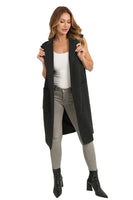 Love Token Clothing Brie Vest Style LT33-115 in Both Olive Green and in Black; Belted Knee Length Fall Vest