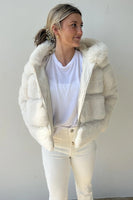Love Token Clothing Brinna Jacket Style LT35-04 in Off White;White Hooded Faux Fur Jacket