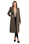 Love Token Clothing Elinor Long Coat Style LT100-240-Brn in Brown; Long Brown Tweed Fall Dress Coat