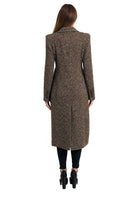 Love Token Clothing Elinor Long Coat Style LT100-240-Brn in Brown; Long Brown Tweed Fall Dress Coat