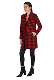 Love Token Houndstooth Coat STyle LT100-189 in Red;Holiday Outerwear;Red Houndstooth Holiday Coat