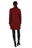 Love Token Houndstooth Coat STyle LT100-189 in Red;Holiday Outerwear;Red Houndstooth Holiday Coat