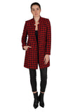 Love Token Houndstooth Coat STyle LT100-189 in Red;Holiday Outerwear;Red Houndstooth Holiday Coat