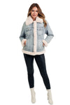 Love Token Clothing Susan Jacket Style LT91-94-DEN in Denim; Sherpa collar and trim Fall/Winter Denim Jacket