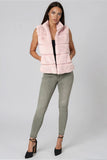 Love Token Clothing Vince Vest Style LT96-132 in Blush Pink; Women's faux fur , high neck, zip front vest