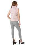 Love Token Clothing Vince Vest Style LT96-132 in Blush Pink; Women's faux fur , high neck, zip front vest