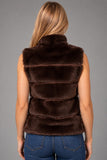 Love Token Clothing Vince Vest Style LT96-132 in Chocolate; Women's faux fur , high neck, zip front vest