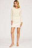 Lucy Paris Clothing Celeste Heart Button Cardigan Style SW4793 Crm in Cream; Gold Heart Buttons Cream Wool Spring Cardigan
