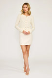 Lucy Paris Clothing Celeste Heart Button Cardigan Style SW4793 Crm in Cream; Gold Heart Buttons Cream Wool Spring Cardigan