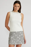 Lucy Paris Clothing Giana Crystal Trim Top Style SW4321 in White; Crystal Trim White Casual Chic Holiday top