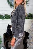 Lucy Paris Clothing Glenn Sequined Cardigan Style SW4220 DKGRY in Dark Grey;Casual Chic Holiday Style; 