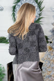 Lucy Paris Clothing Glenn Sequined Cardigan Style SW4220 DKGRY in Dark Grey;Casual Chic Holiday Style; 