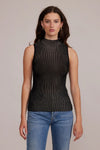Lucy Paris Clothing Gyda Mock Neck Top Style SW1390 BLKGL in Black Gold;Sleeveless Mock Neck Knit Top; 