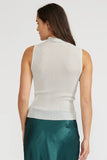 Lucy Paris Clothing Hilty Mock neck Top Style SW4408 in Silver; Silver Ribbed Sleeveless Mock Neck Top