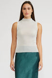 Lucy Paris Clothing Hilty Mock neck Top Style SW4408 in Silver; Silver Ribbed Sleeveless Mock Neck Top
