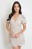 Lucy Paris Clothing Karina Mini Lace Dress Style DR3868 BGE in beige; 