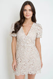 Lucy Paris Clothing Karina Mini Lace Dress Style DR3868 BGE in beige; 