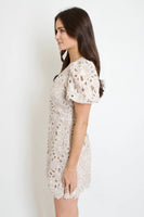 Lucy Paris Clothing Karina Mini Lace Dress Style DR3868 BGE in beige; 
