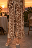 Lucy Paris Clothing Kyle Pant Style P5100 in Brown Cream. Cotton Lined Polyester Women's printed straight leg polished summer pant.