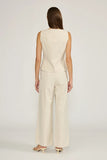 Lucy Paris Clothing Logan Tie Pant Style PA5018 in Beige. Cotton linen blend beaded tie waist pleated wide leg spring summer pant