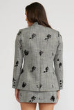 Lucy Paris Clothing Louisa Blazer Style C4545 GRY in Grey; Floral Sequin Holiday Blazer