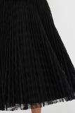Lucy Paris Clothing Madison Textured Pleated Skirt Style SK4372 in Black; Black Pleated Midi Skirt